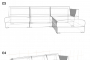 3D чертеж с габаритными размерами дивана