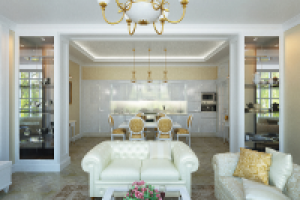 Гостиная, вид на кухню столовую