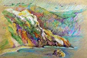 Набросок цветными карандашами