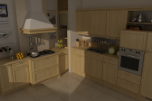 Кухня. Визуализация камня и мебели.