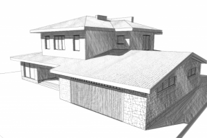 Экстерьер коттеджа в графике