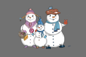 семья снеговиков