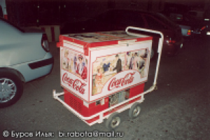 ТЕЛЕЖКА "COCA-COLA" (ШИРОКОФОРМАТН. ПЕЧАТЬ, САМОКЛЕЙКА)