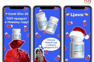 Серия новогодних сториз для компании CoralClub