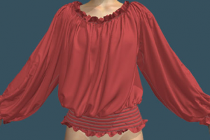 Блуза со сборками, стянутыми снизу и оборкой сверху.