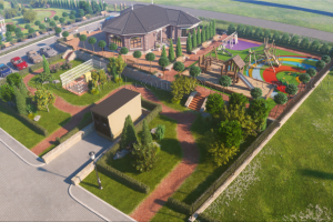 Визуализация благоустройства въездной группы. Коттеджный поселок