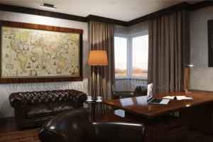 Дизайн кабинета. Загородный дом. Вариант 2