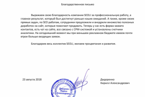 Благодарственное письмо №6