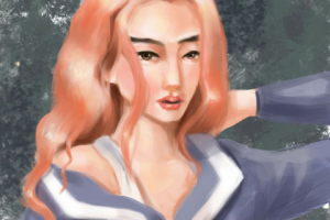 Девушка розовые волосы