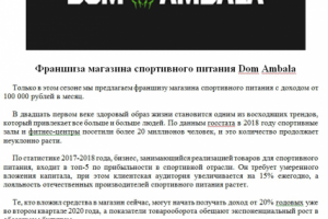 Презентация для инвесторов продажа спортпит магазина