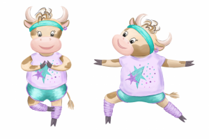 Коровка-спортсменка занимается йогой