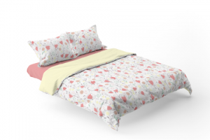 Бесшовный узор с серцами и цветами