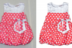 Розовое в горох платье