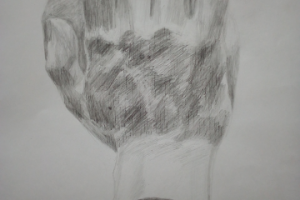 Академический рисунок, гипсовая рука, карандаш