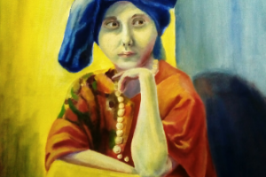 Портрет, масло, "Задумчивая девушка"