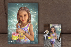 работа по фотографии под холст