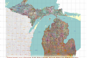 Michigan State US PDF Vector MAP