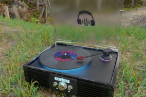 Одна из работ виниловый проигрыватель