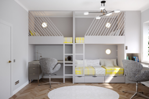 Визуализация  "Детской спальной для 3х детей", S -14кв м