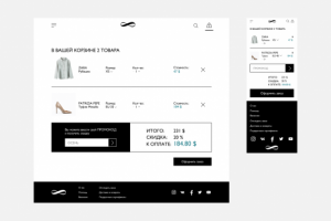 Дизайн страницы корзины товаров интернет-магазина.