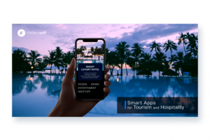 Баннер для рекламы приложения бронирования отелей.