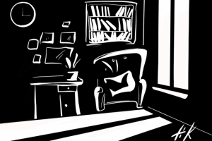 Интерьер. Иллюстрация под линогравюру