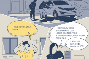 Комикс для POS-материалов страховой компании