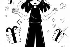 Черно-белая векторная иллюстрация для открытки