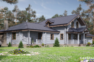 Дом Рубленое бревно Серый