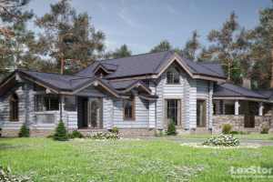 Дом Рубленое бревно Серый