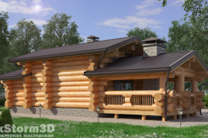 Визуализация дома из рубленного бревна