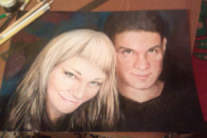 парный портрет. Цветные карандаши.