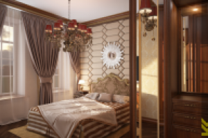 3д Визуализация спальни в классическом стиле.
