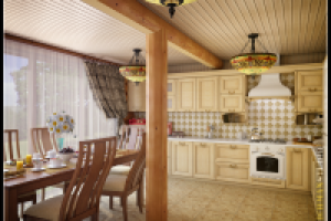Кухня в доме из сруба