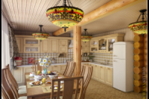 Кухня в доме из сруба