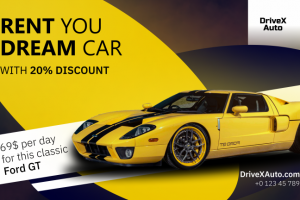 Баннер для салона по прокату автомобилей "DriveXAuto"