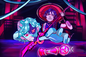 Иллюстрация 2 персонажа, сложный фон