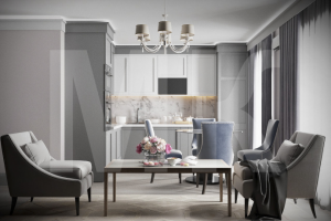 Современный интерьер кухни гостинной