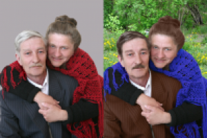 обтравка людей, замена цвета волос, одежды