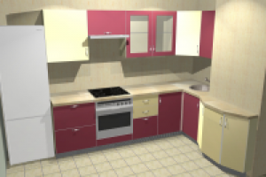 кухня с коробом П-44