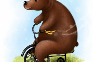 Мишка на велосипеде - детская иллюстрация