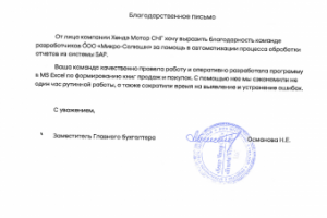 Hyundai - Автоматизация отчета для налоговой