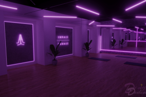 Центр Йоги. Основной акцент- розовый неон