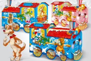 Новогодний подарок "Паровозик". Иллюстрация, дизайн.