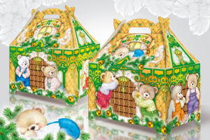 Новогодний подарок "Пряничный домик". Иллюстрация, дизайн.