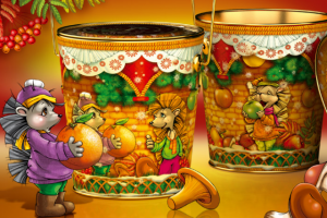 Новогодний подарок "Ёжики". Иллюстрация, дизайн.