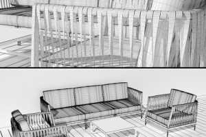 Лаунж зона из ротанга.