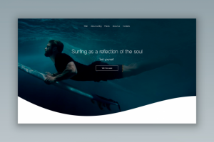 Первый экран Landing Page для курсов по серфингу