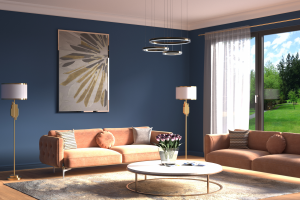 3d визуализация гостиной частного дома