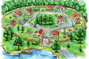 Рисунок поселка